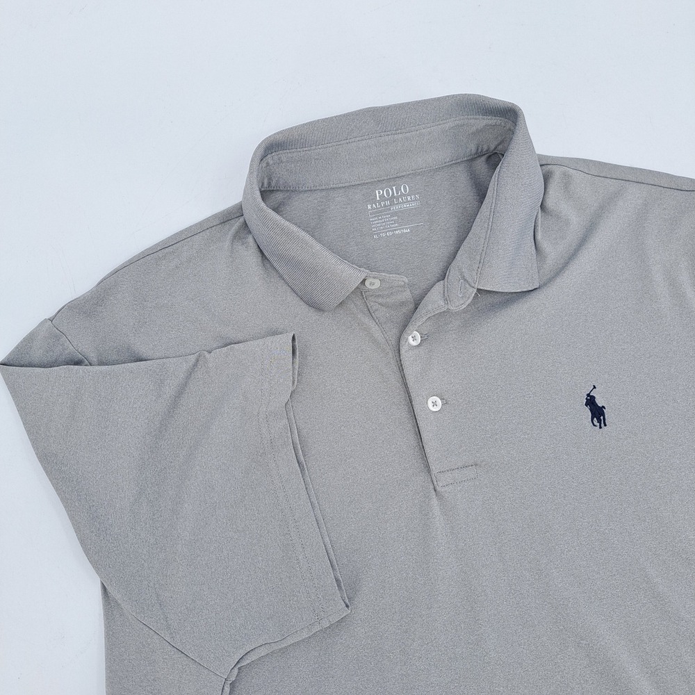 Polo Ralph Lauren Performance Polo Shirt Mens XL Poly Elastane Gray Solid Pony